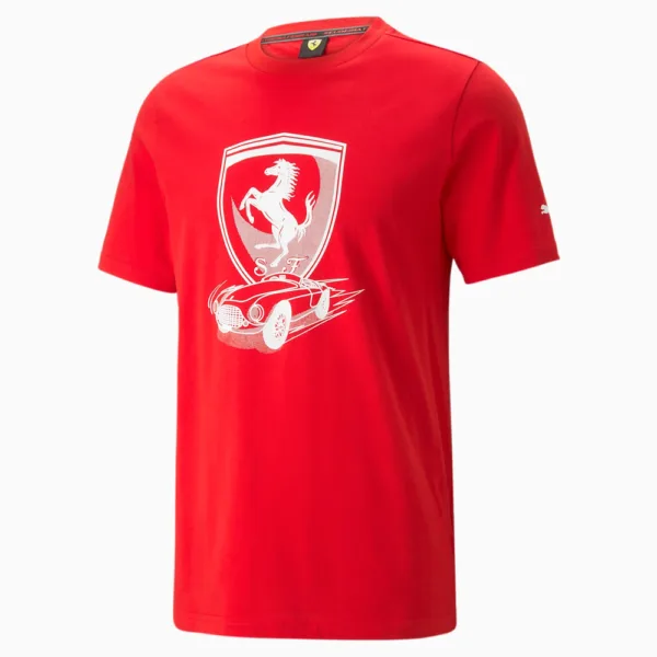 Ferrari big shield tee shirt rosso corsa, red, Mens