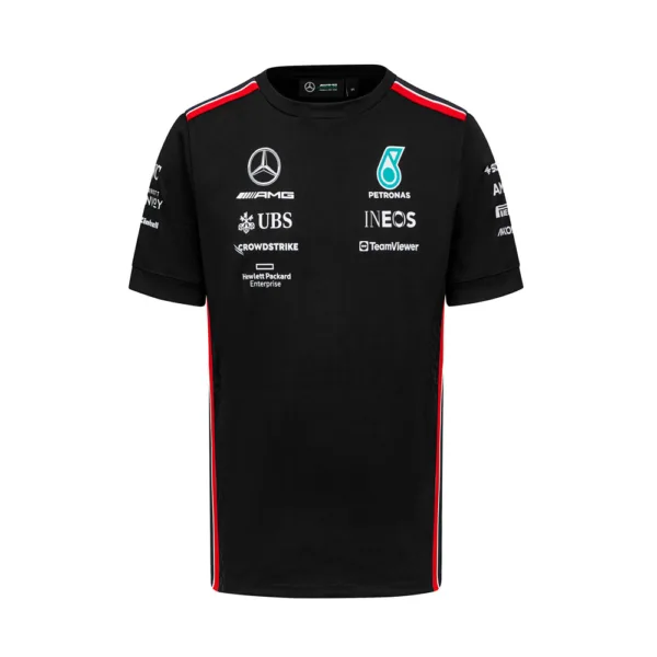 Mercedes team tee shirt 2023, black, Mens