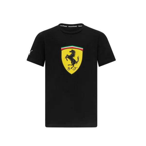 Official Ferrari big shield tee shirt, black, Kids