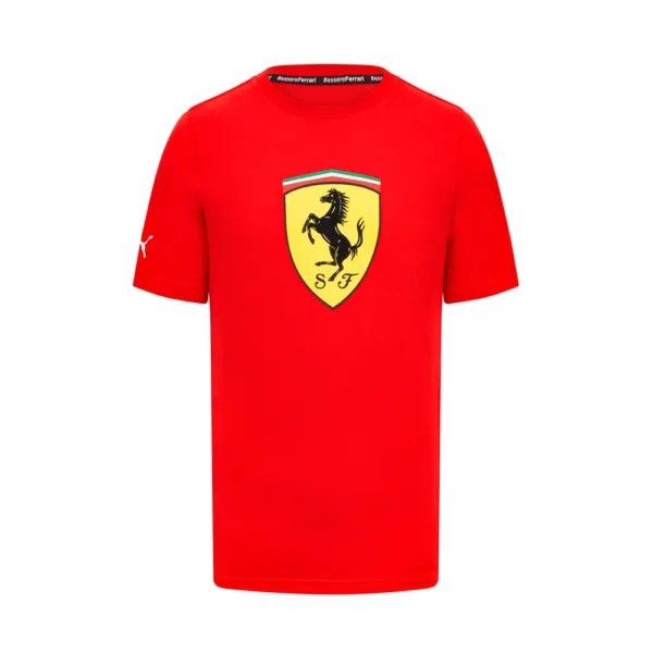 Official Ferrari big shield tee shirt, red, Mens