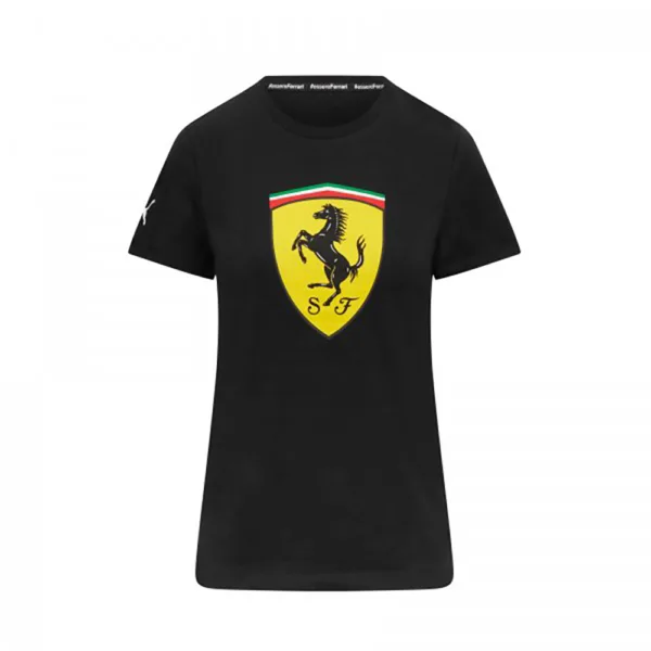 Official Ferrari big shield tee shirt, black, Ladies