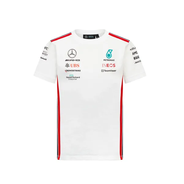 Mercedes team tee shirt 2023, white, Kids