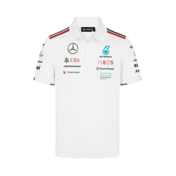 Mercedes team polo shirt 2024, white, Mens