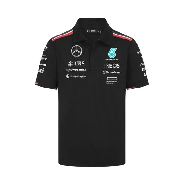 Mercedes team polo shirt 2024, black, Mens