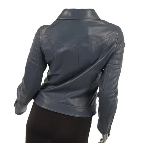 Ferrari slim fit leather jacket, Navy, Ladies - Image 2