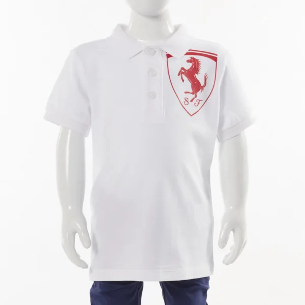 Ferrari big scudetto piquet polo shirt, white, Kids