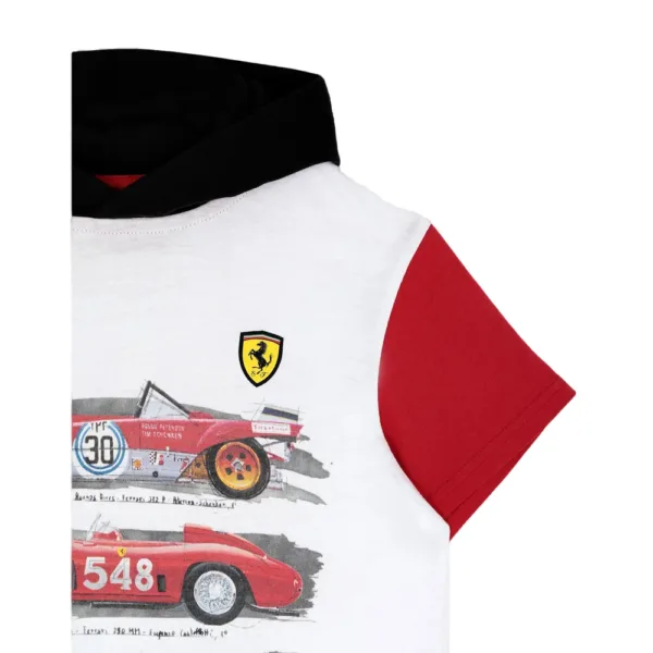 Ferrari Boy jersey hooded tee shirt, white, Kids - Image 4