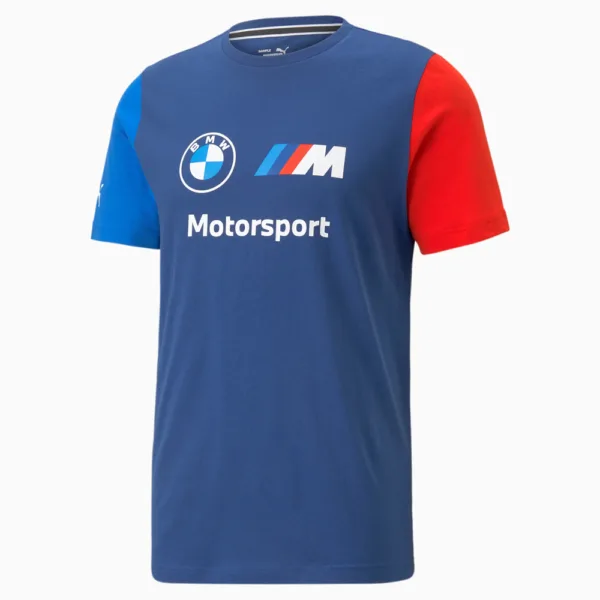 Bmw M ess logo tee shirt, blue, Mens