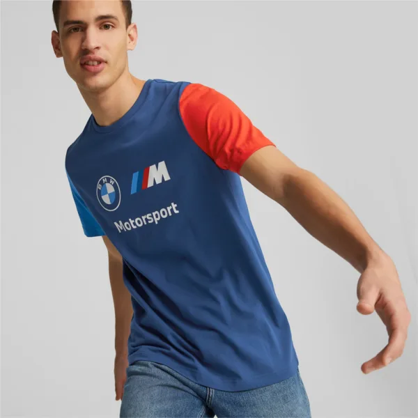 Bmw M ess logo tee shirt, blue, Mens - Image 5