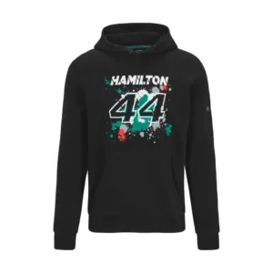 Mercedes hamilton #44 hooded, black, Mens
