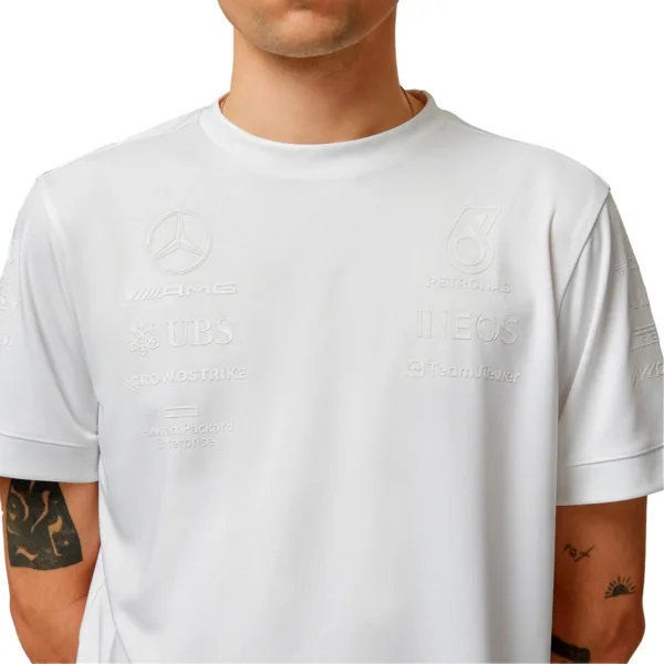 Mercedes team stealth tee shirt 2023, white, Mens - Image 3