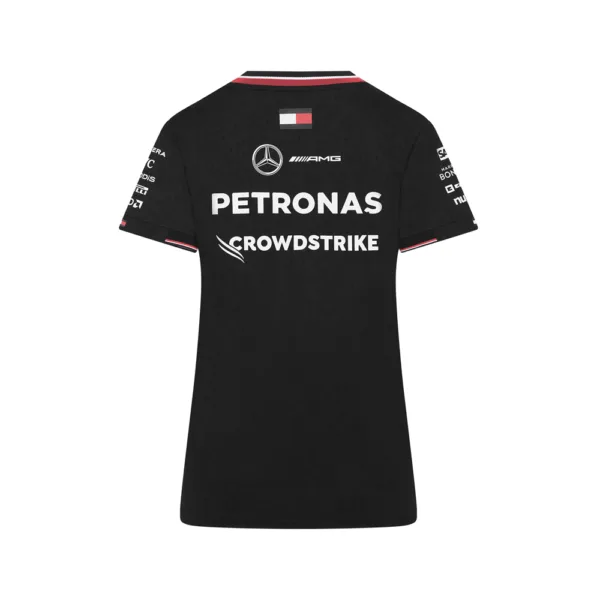 Mercedes team tee shirt 2024, black, Ladies - Image 2