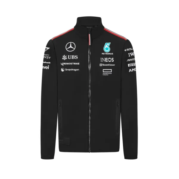Mercedes team sofshell jacket 2024, black, Mens
