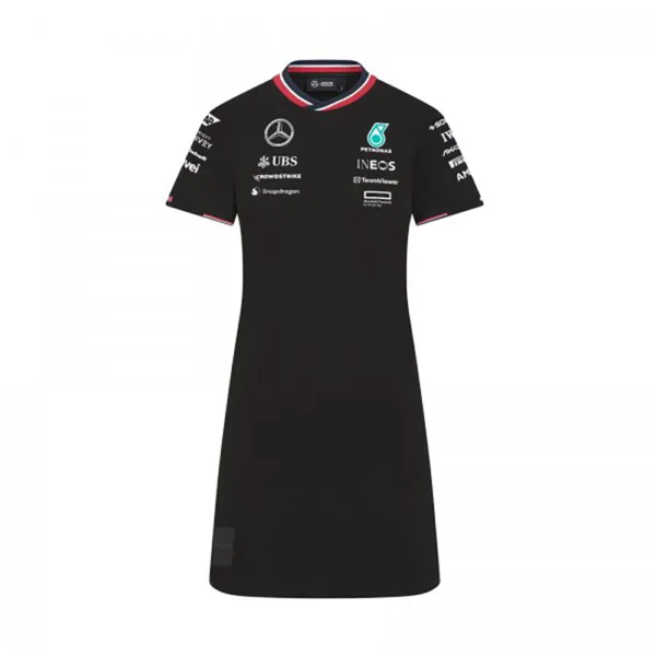 Mercedes team tee dress 2024, black, Ladies