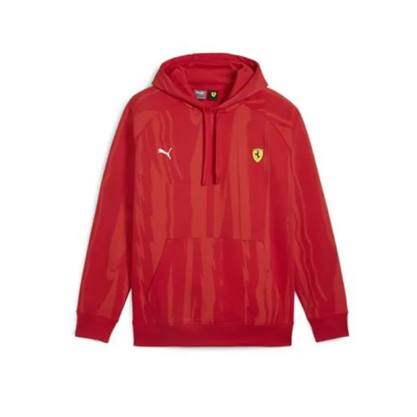 Ferrari race aop hoodie rosso corsa, red, Mens