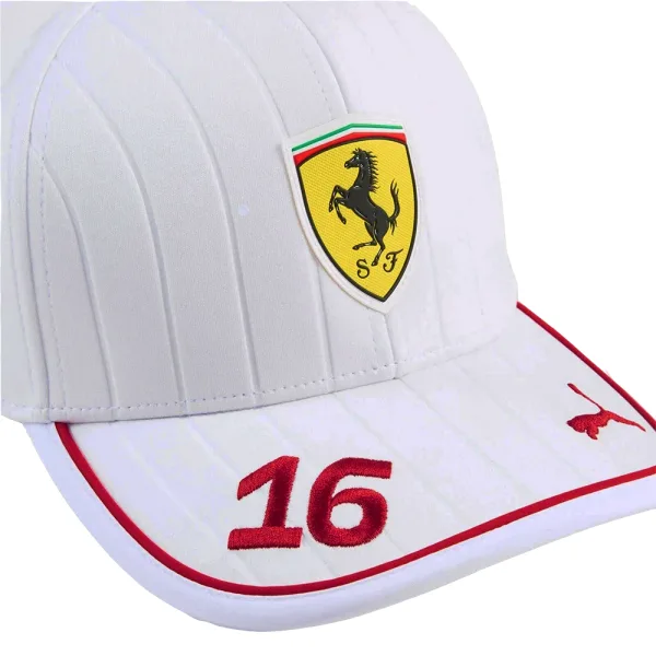 Ferrari leclerc #16 b/ball cap 2025, white, Adult - Image 3