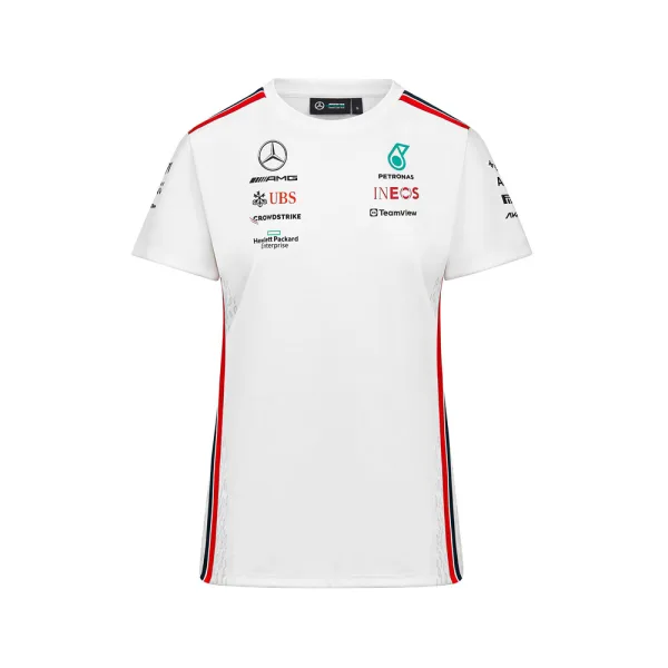 Mercedes team tee shirt 2023, white, Ladies