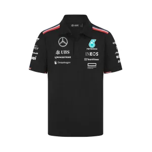 Mercedes team polo shirt 2024, black, Mens