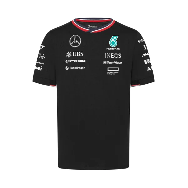 Mercedes team tee shirt 2024, black, Mens