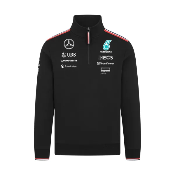 Mercedes team 1/4 zip sweatshirt 2024, black, Mens