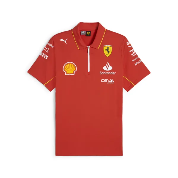 Official Ferrari team polo shirt 2024, burnt red, Mens