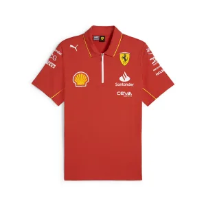 Official Ferrari team polo shirt 2024, burnt red, Mens