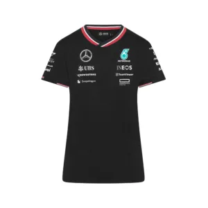 Mercedes team tee shirt 2024, black, Ladies