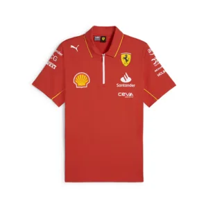 Official Ferrari team polo shirt 2024, burnt red, Mens