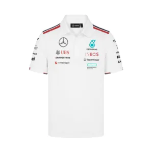 Mercedes team polo shirt 2024, white, Mens