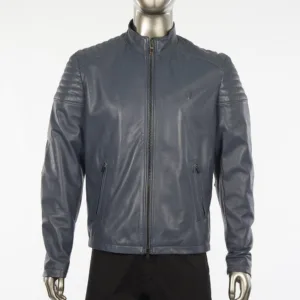 Ferrari quilted leather jacket, blue, Mens