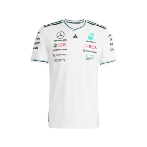 Mercedes f1 driver tee shirt, 2025, white, Mens