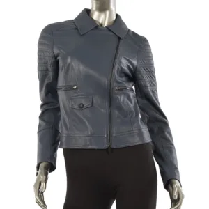 Ferrari slim fit leather jacket, Navy, Ladies