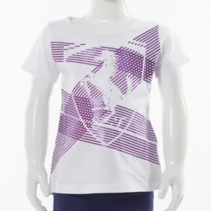 Ferrari girl graphic shield tee shirt, white, Kids