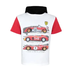 Ferrari Boy jersey hooded tee shirt, white, Kids