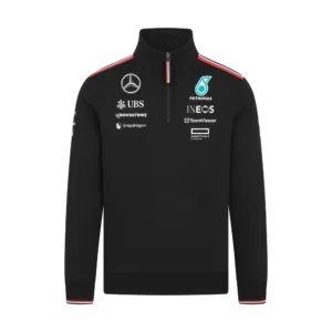 Mercedes team 1/4 zip sweatshirt 2024, black, Mens