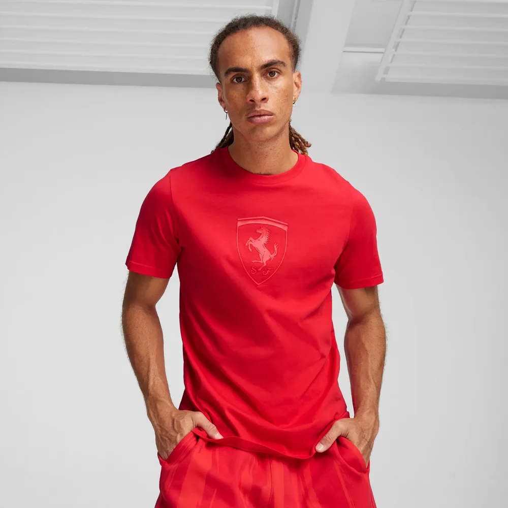 Ferrari race tonal big shield tee shirt red, Mens - Image 3