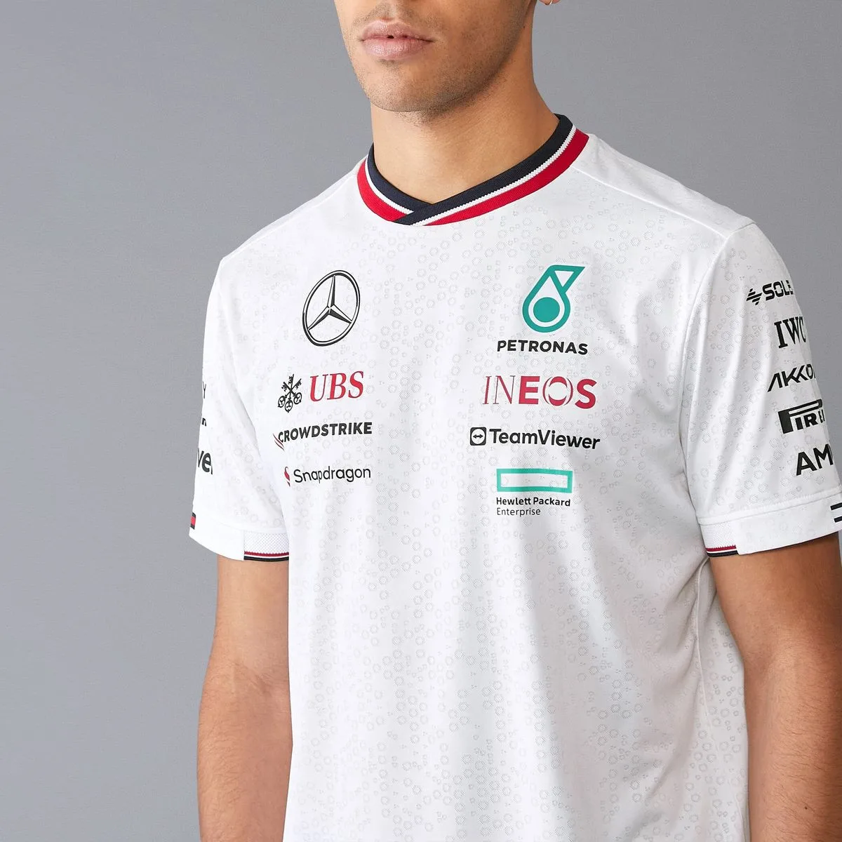 Mercedes team tee shirt 2024, white, Mens - Image 3