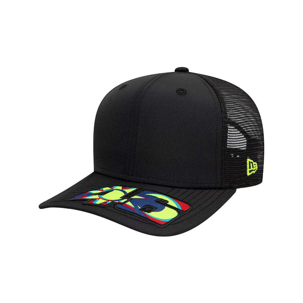 Vr46 moon sun 9fifty stretch snap cap, black, Adult
