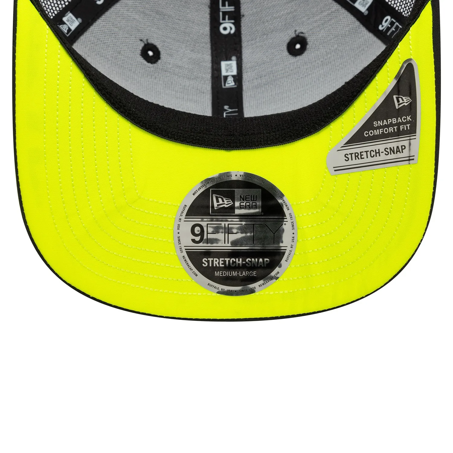 Vr46 moon sun 9fifty stretch snap cap, black, Adult
