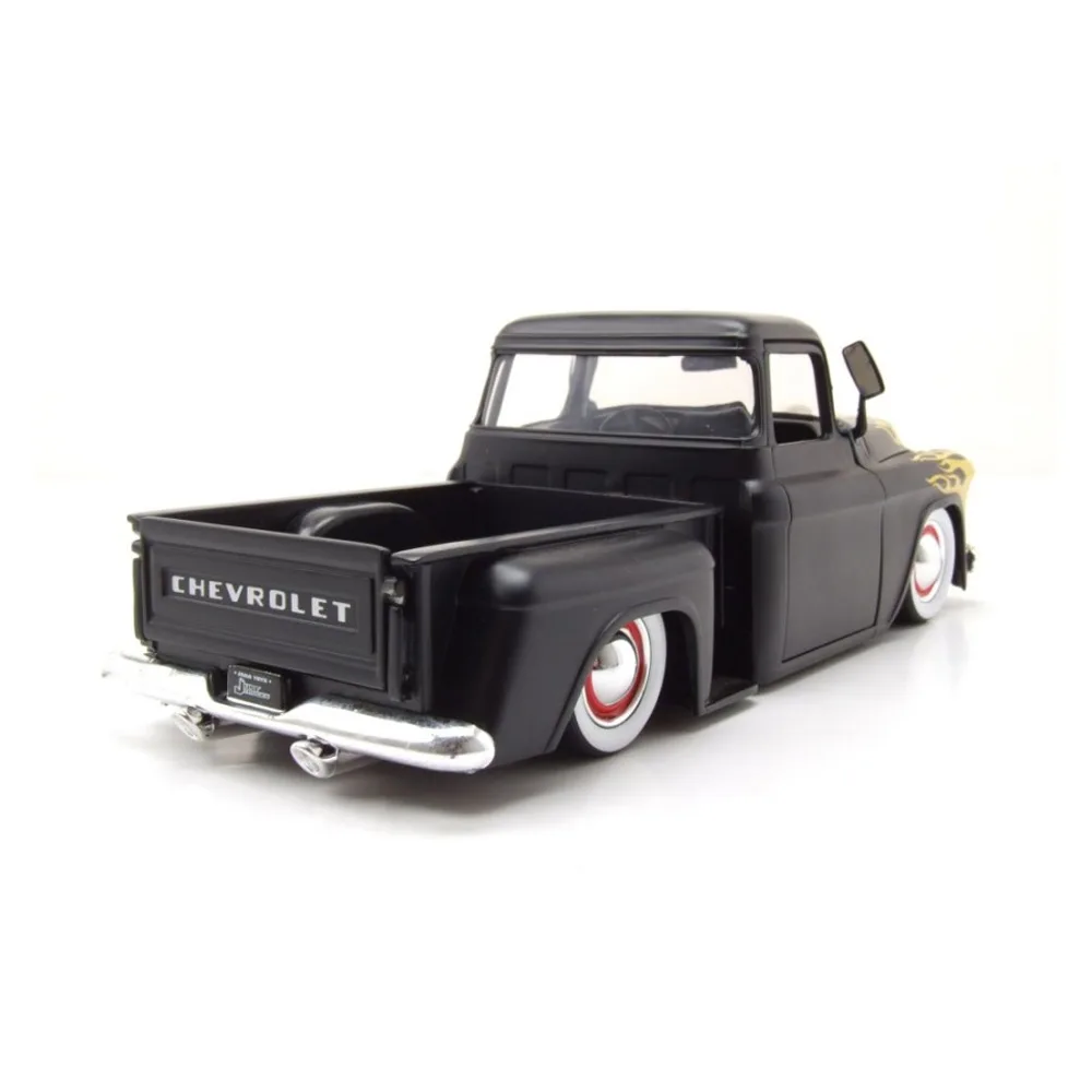 Chevrolet stepside truck blk/ yell flames, 1:24