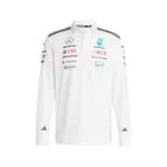 Mercedes f1 team polo shirt l/s, 2025, white, Mens