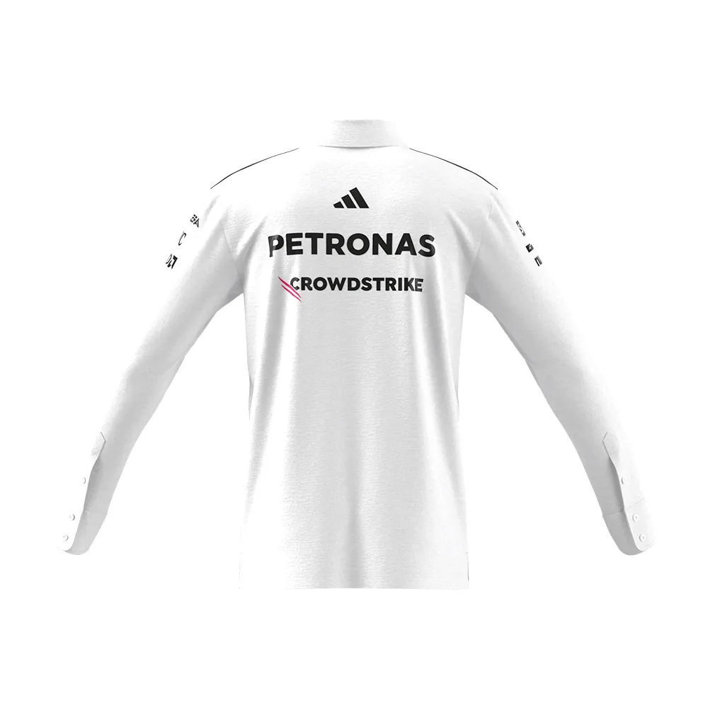 Mercedes f1 team polo shirt l/s, 2025, white, Mens