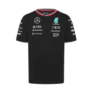 Mercedes team tee shirt 2024, black, Mens